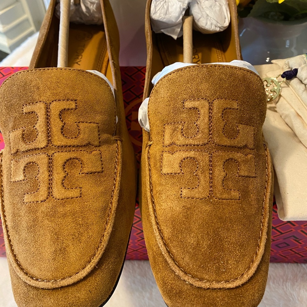 Tory Burch Ruby Square-Toe Suede Loafers - Picture 6 of 8
